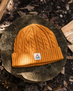 Bonnet en maille torsadée recyclée Fireside - Orange Sunrise
