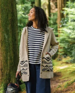 Cardigan à capuche tricoté recyclé Snoozle - Avoine