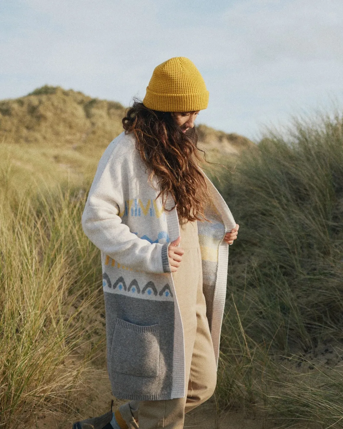 Cardigan Tricoté Recyclé en Ortie - Bouleau