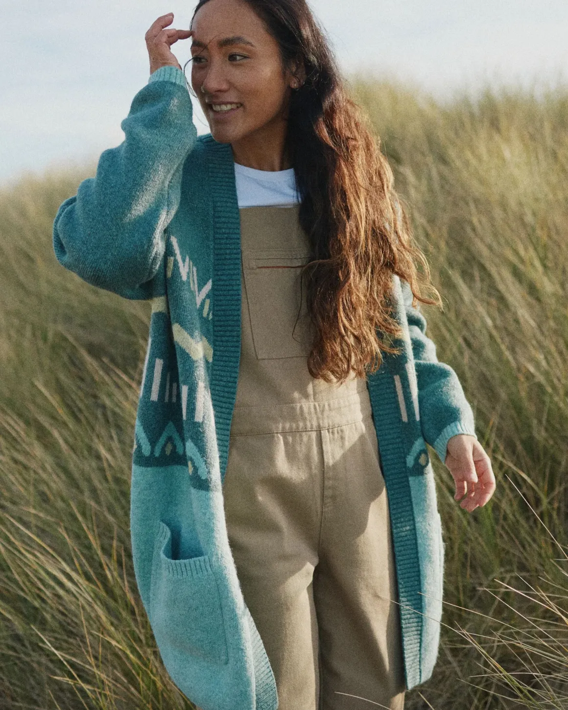 Cardigan Tricoté Recyclé en Ortie - Arctique