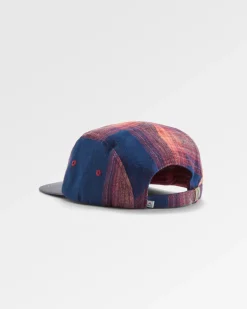 Casquette en flanelle recyclée Fixie 5 panneaux - Rich Navy/ Red Ochre Check