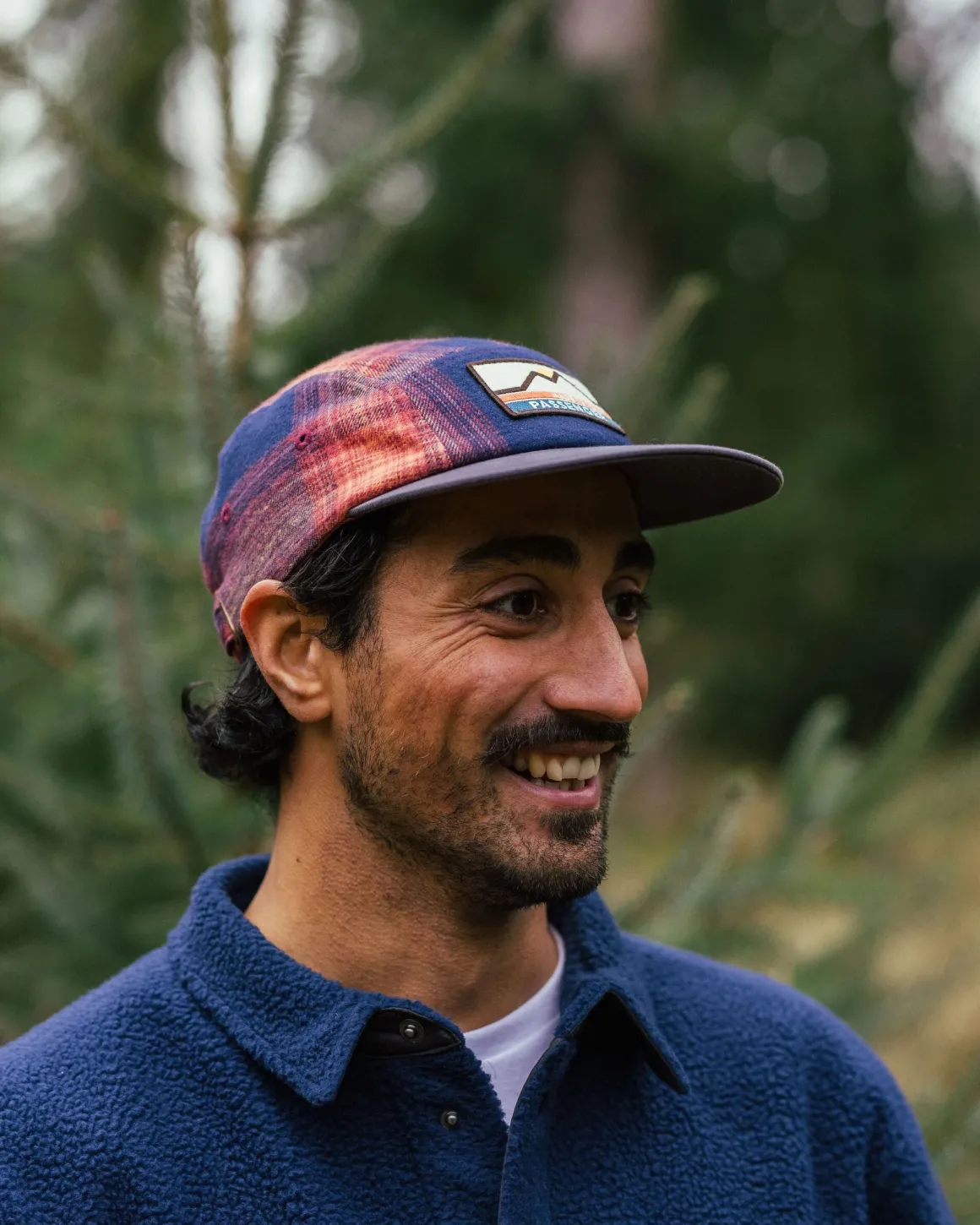 Casquette en flanelle recyclée Fixie 5 panneaux - Rich Navy/ Red Ochre Check