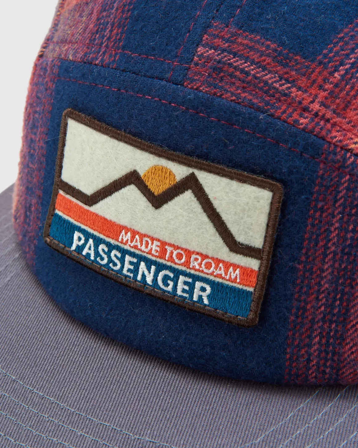 Casquette en flanelle recyclée Fixie 5 panneaux - Rich Navy/ Red Ochre Check