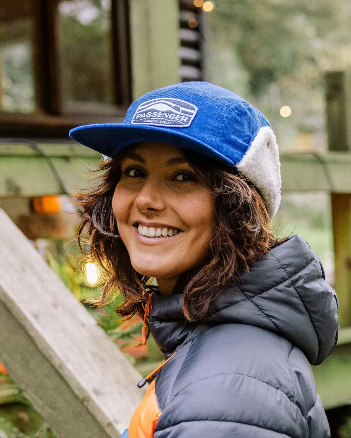 Chapeau en coton recyclé doublé sherpa - Bleu Azur