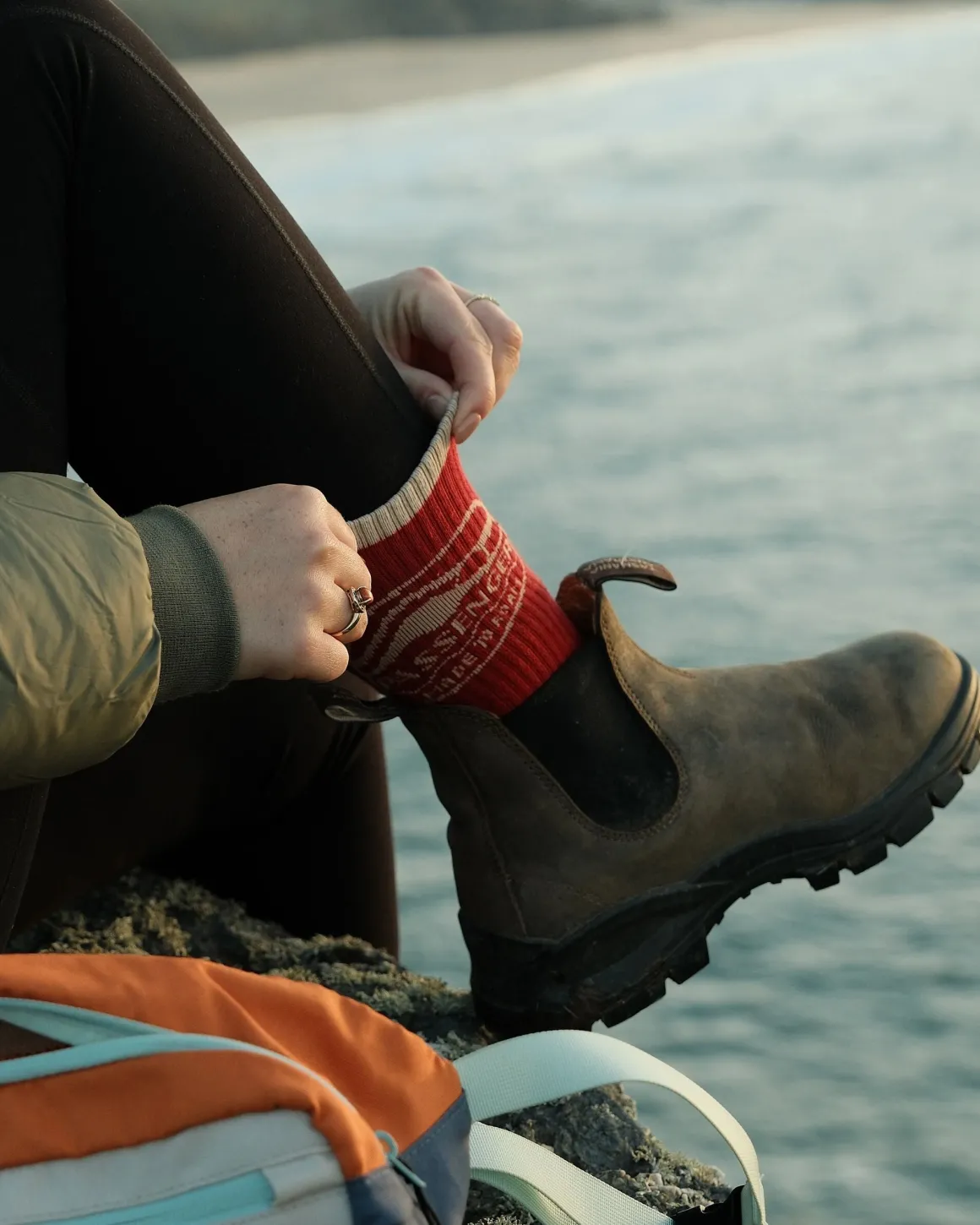 Chaussettes bio mi-épaisseur - Rouge Ocre