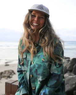 Chemise bio à manches longues Coral - Alpine Camo Rain Forest