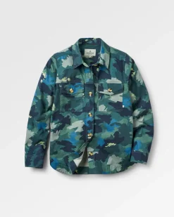 Chemise bio à manches longues Coral - Alpine Camo Rain Forest