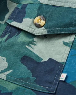 Chemise bio à manches longues Coral - Alpine Camo Rain Forest