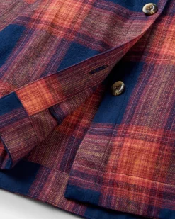 Chemise bio à manches longues Stella - Rich Navy/ Red Ochre Check