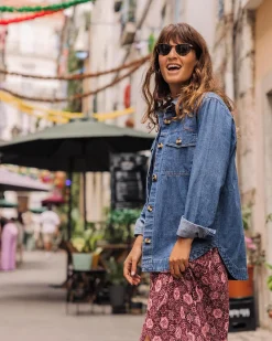 Chemise en coton bio à manches longues Coral - Denim délavé