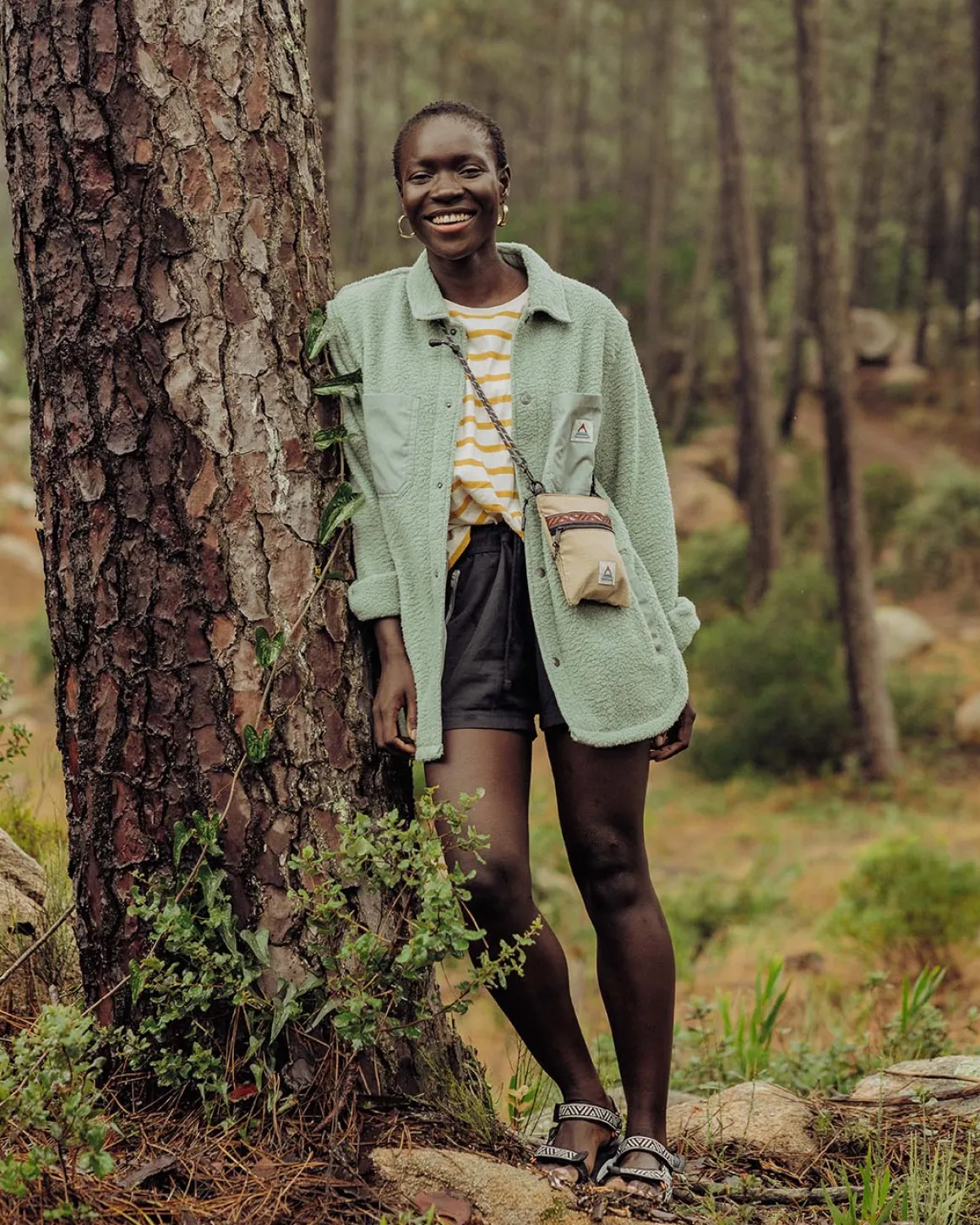 Chemise Sherpa Recyclée Oversize Rappel - Pistache