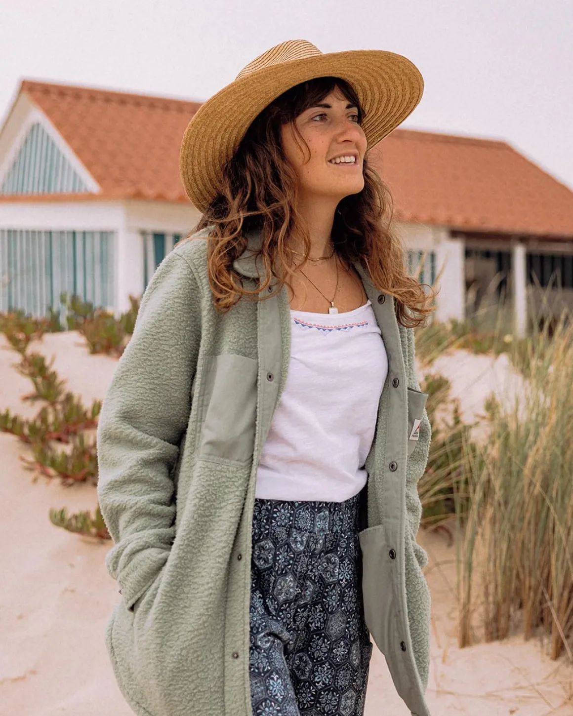 Chemise Sherpa Recyclée Oversize Rappel - Pistache
