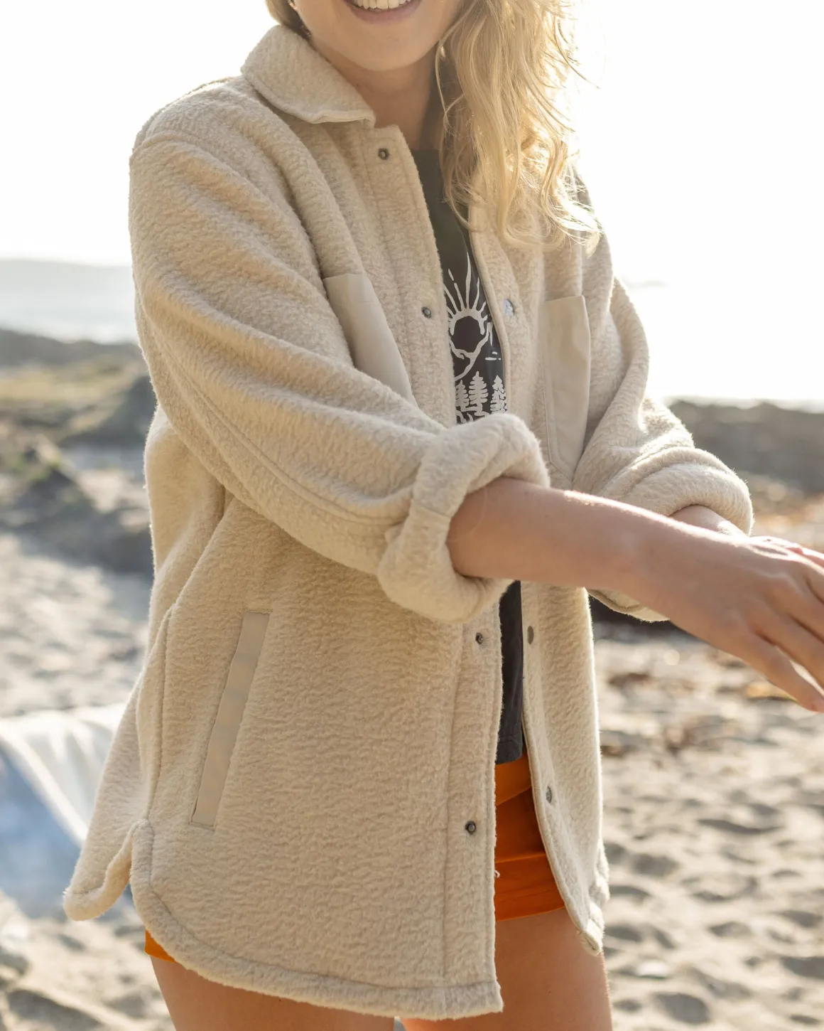 Chemise Sherpa Recyclée Oversize Rappel - Avoine