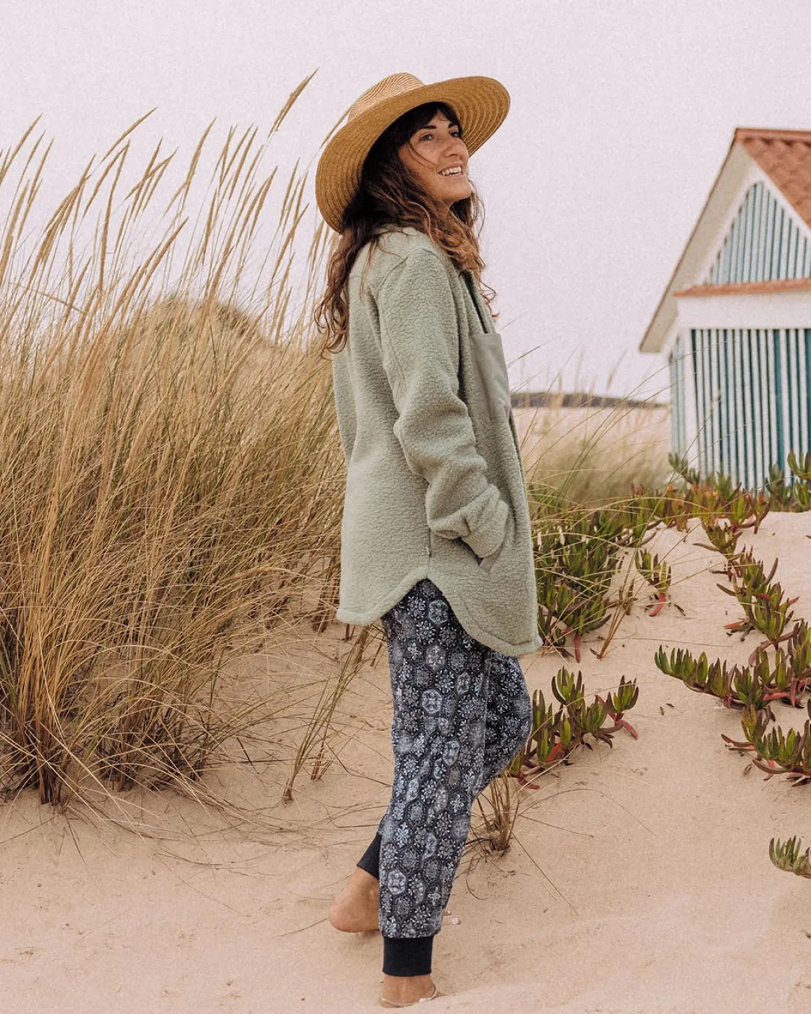 Chemise Sherpa Recyclée Oversize Rappel - Pistache