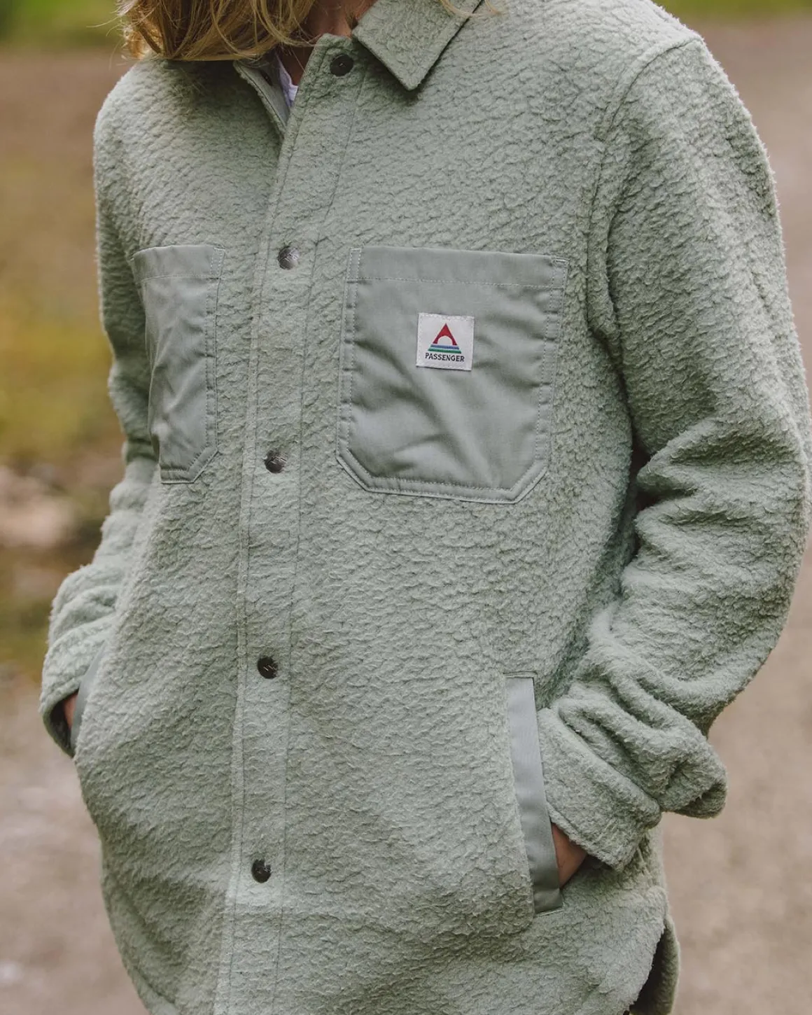 Chemise Sherpa Recyclée Oversize Rappel - Pistache