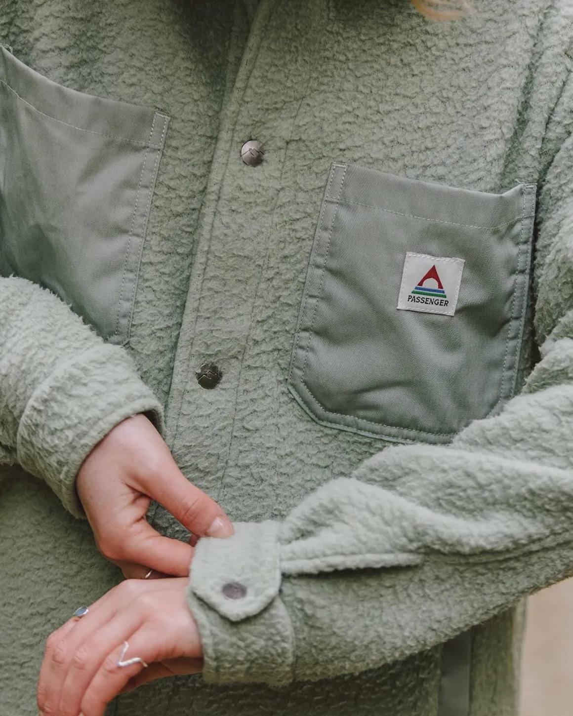 Chemise Sherpa Recyclée Oversize Rappel - Pistache