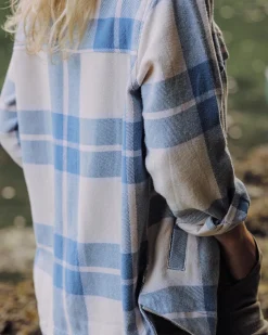 Chemise Stella en coton bio à manches longues - Carreaux bleu provincial