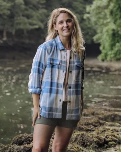 Chemise Stella en coton bio à manches longues - Carreaux bleu provincial