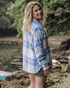 Chemise Stella en coton bio à manches longues - Carreaux bleu provincial