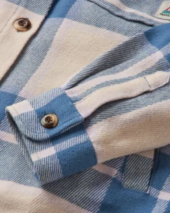 Chemise Stella en coton bio à manches longues - Carreaux bleu provincial