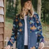 Clover Sherpa Fleece Doublé Coton Recyclé - Motif Camo Bleu Profond
