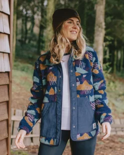 Clover Sherpa Fleece Doublé Coton Recyclé - Motif Camo Bleu Profond