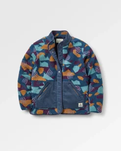 Clover Sherpa Fleece Doublé Coton Recyclé - Motif Camo Bleu Profond