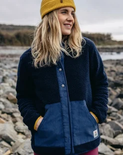 Clover Sherpa Fleece Doublé Coton Recyclé - Bleu Marine Foncé