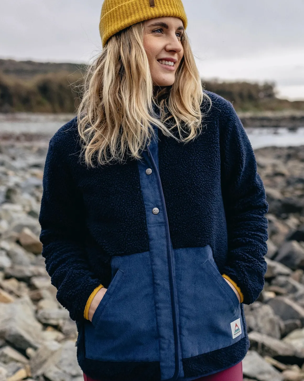 Clover Sherpa Fleece Doublé Coton Recyclé - Bleu Marine Foncé