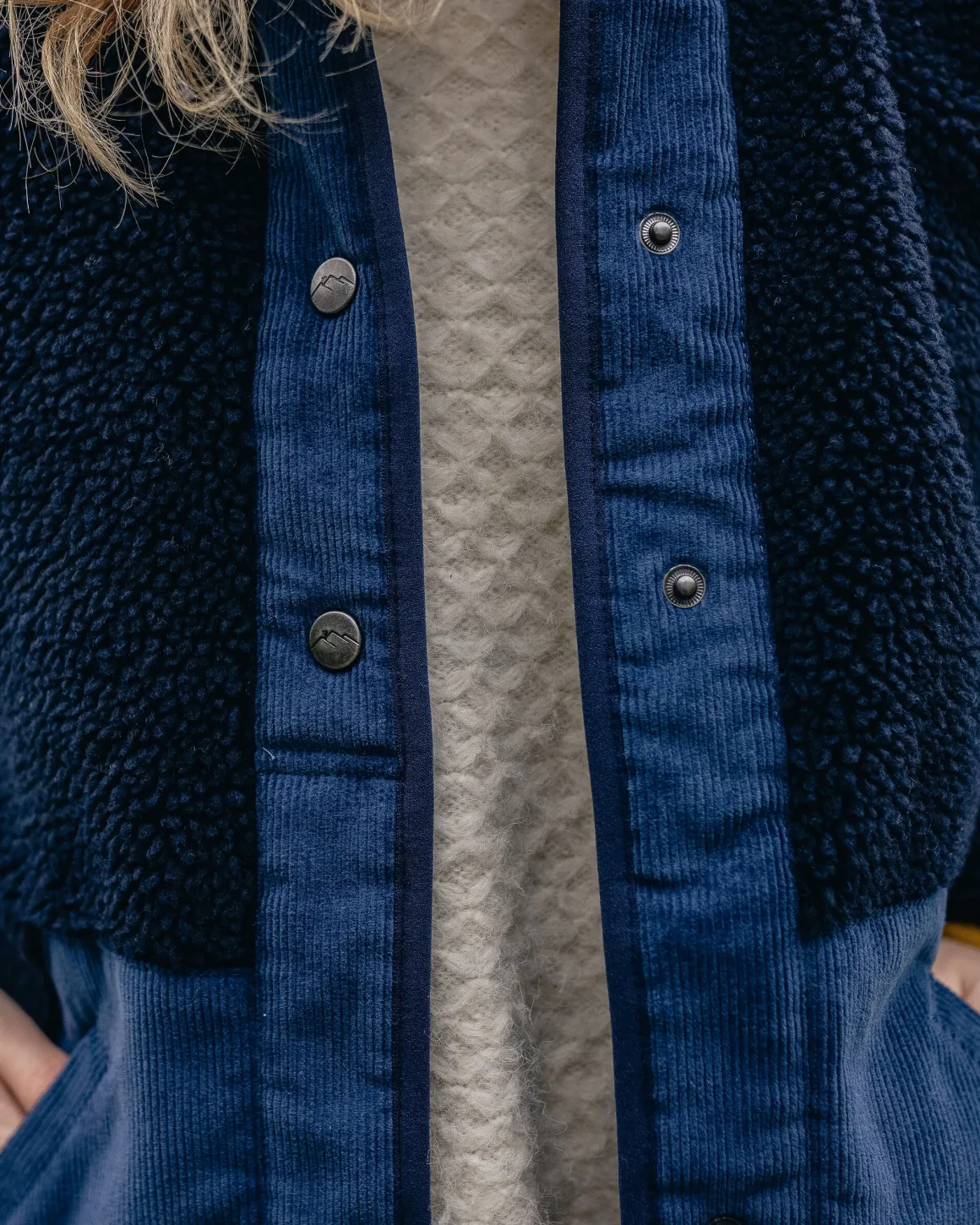 Clover Sherpa Fleece Doublé Coton Recyclé - Bleu Marine Foncé