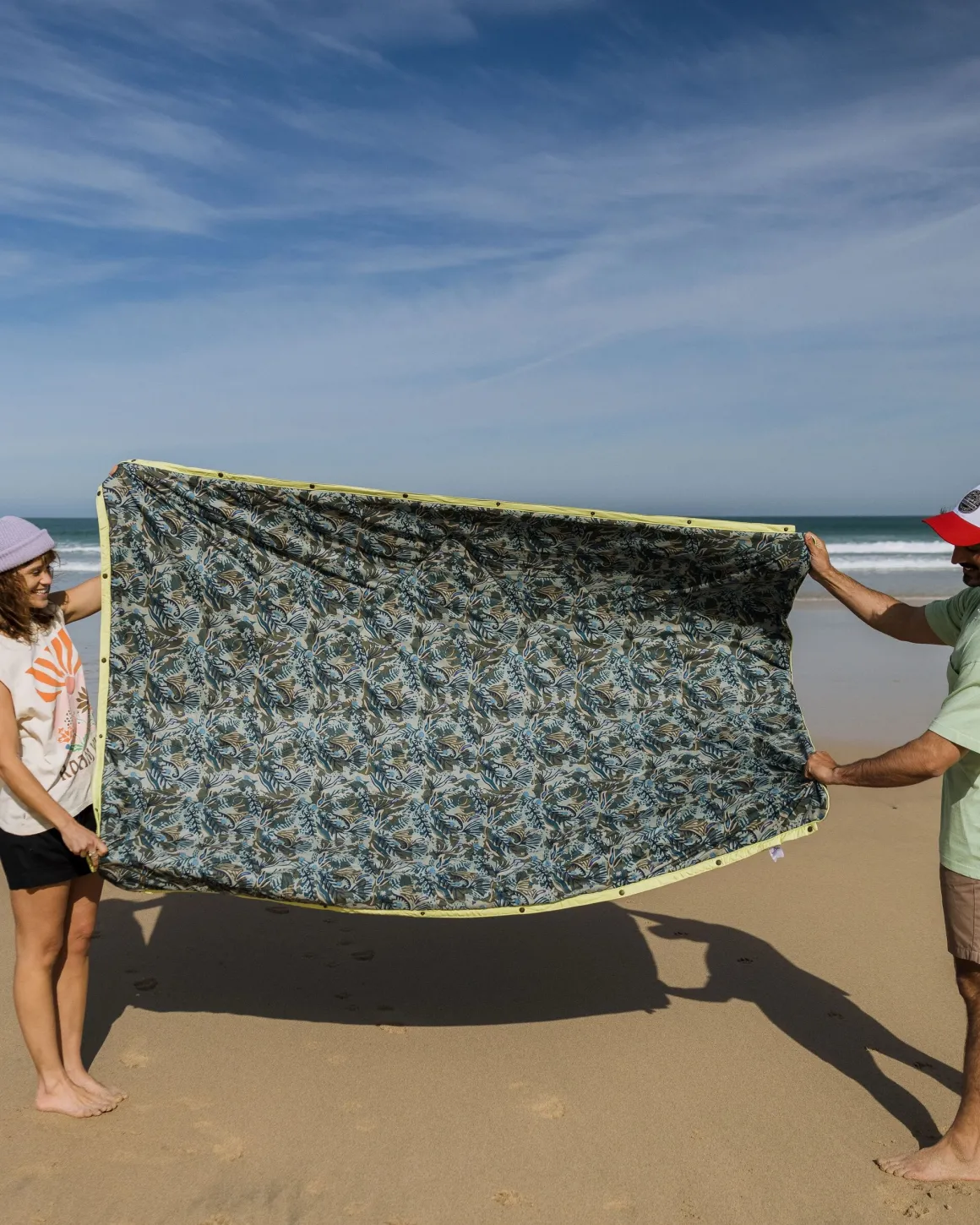 Couverture Van Recyclée en Ripstop - Abstrait Algues Pistache