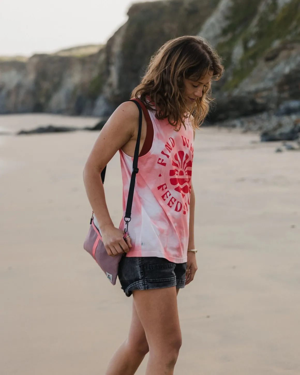 Débardeur en coton bio Discovery - Tie Dye Shell Pink