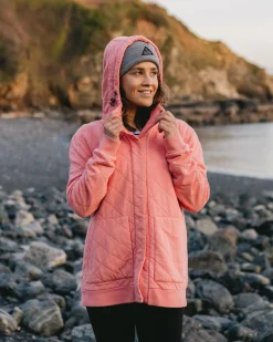 Hoodie à boutons-pression matelassé recyclé Clementine - Rose coquillage