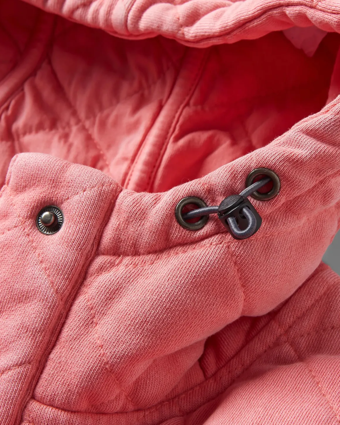 Hoodie à boutons-pression matelassé recyclé Clementine - Rose coquillage