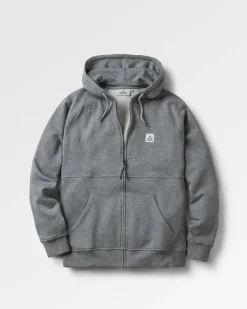 Hoodie à capuche zippé en coton recyclé Heritage - Gris foncé chiné
