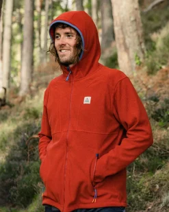 Hoodie en polaire recyclée pour hommes Pinegrove - Rouge Ocre