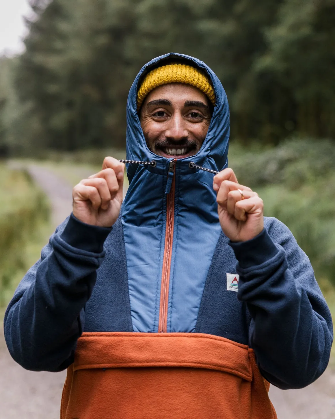 Hoodie Woodland 1/2 Zip en Polaire Recyclée - Deep Navy/Baked Clay