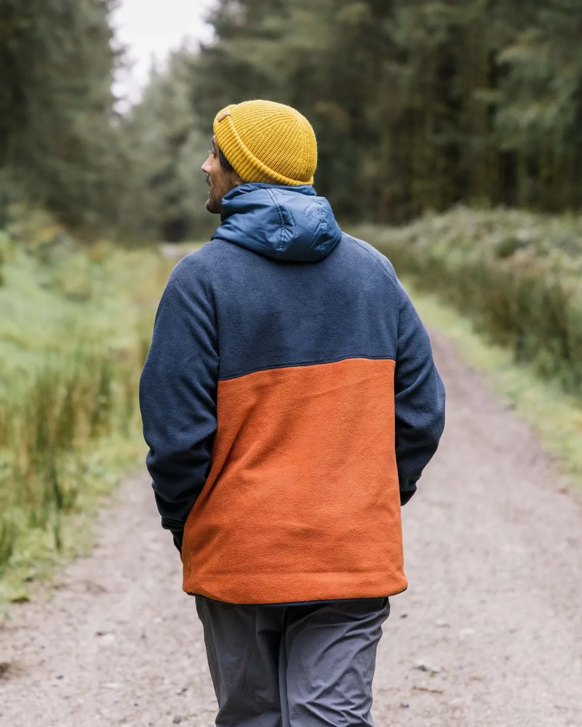Hoodie Woodland 1/2 Zip en Polaire Recyclée - Deep Navy/Baked Clay