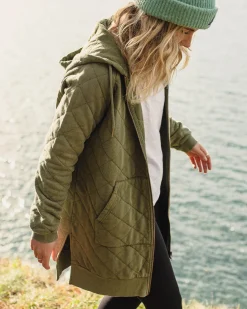 Hoodie zippé intégral matelassé recyclé Getaway - Khaki