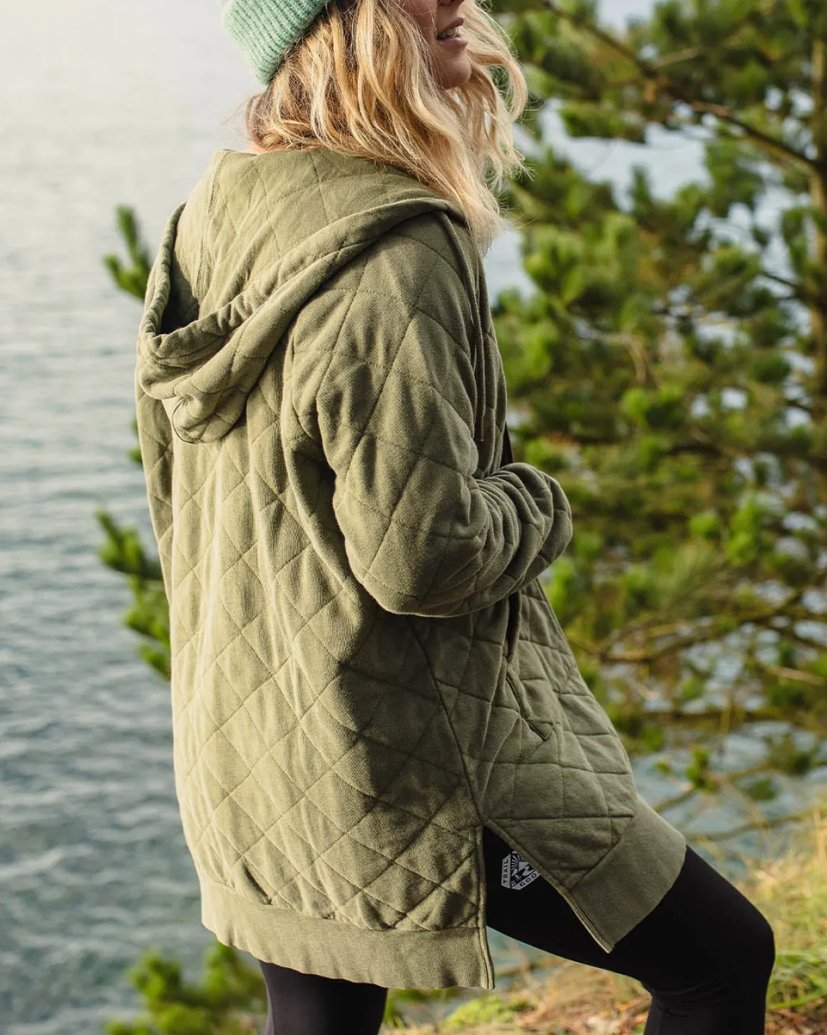 Hoodie zippé intégral matelassé recyclé Getaway - Khaki
