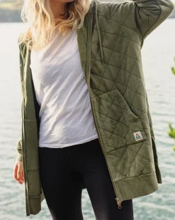 Hoodie zippé intégral matelassé recyclé Getaway - Khaki
