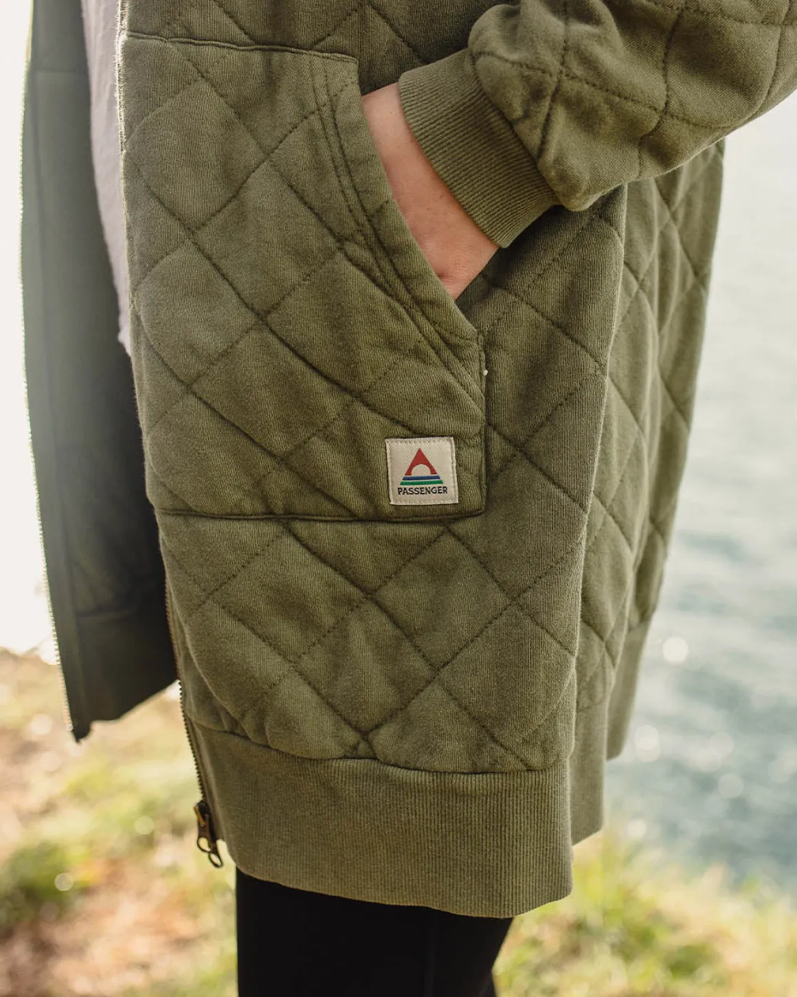 Hoodie zippé intégral matelassé recyclé Getaway - Khaki