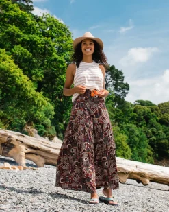 Jupe Maxi en Coton Recyclé Fareway - Patchwork Vintage Noir/Multi