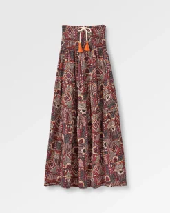 Jupe Maxi en Coton Recyclé Fareway - Patchwork Vintage Noir/Multi