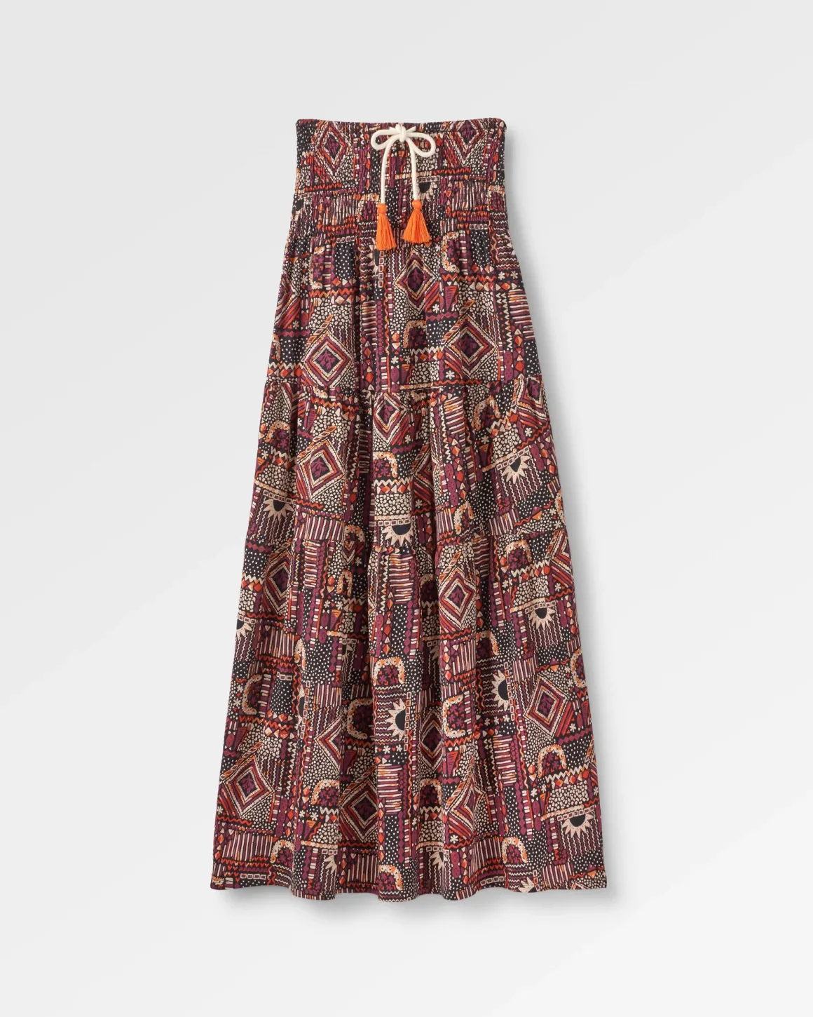 Jupe Maxi en Coton Recyclé Fareway - Patchwork Vintage Noir/Multi