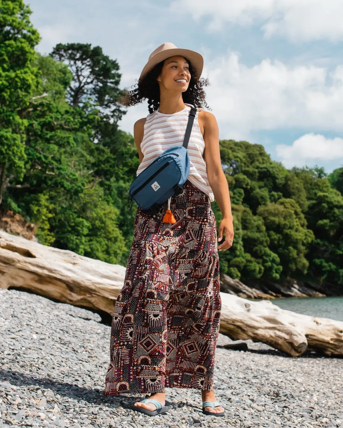 Jupe Maxi en Coton Recyclé Fareway - Patchwork Vintage Noir/Multi