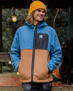 Loch Hooded Polar Fleece Recyclé - Toffee/Bleu Acier