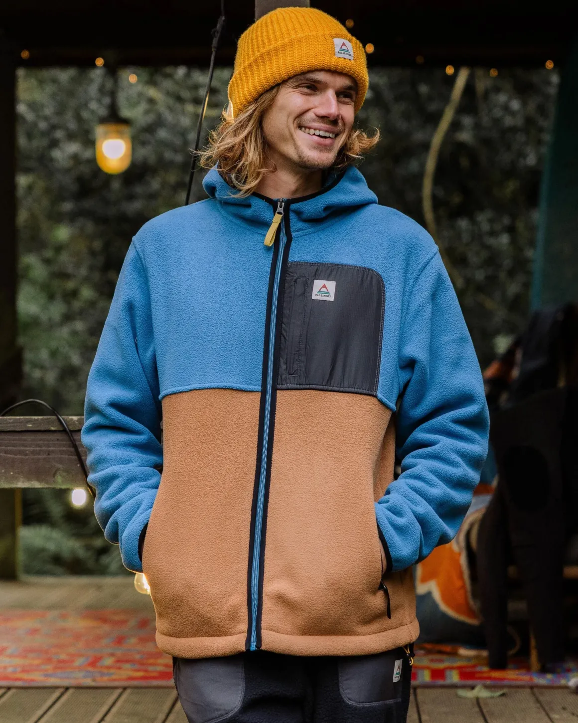 Loch Hooded Polar Fleece Recyclé - Toffee/Bleu Acier