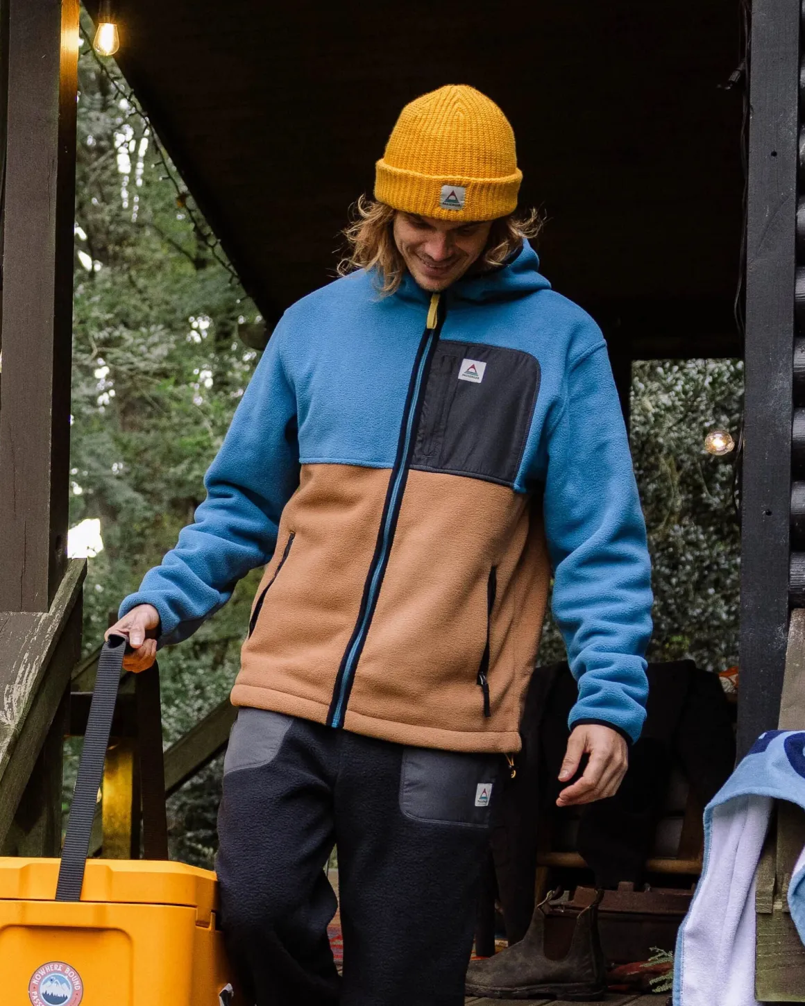 Loch Hooded Polar Fleece Recyclé - Toffee/Bleu Acier