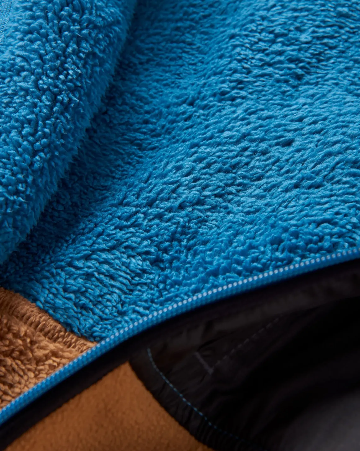 Loch Hooded Polar Fleece Recyclé - Toffee/Bleu Acier